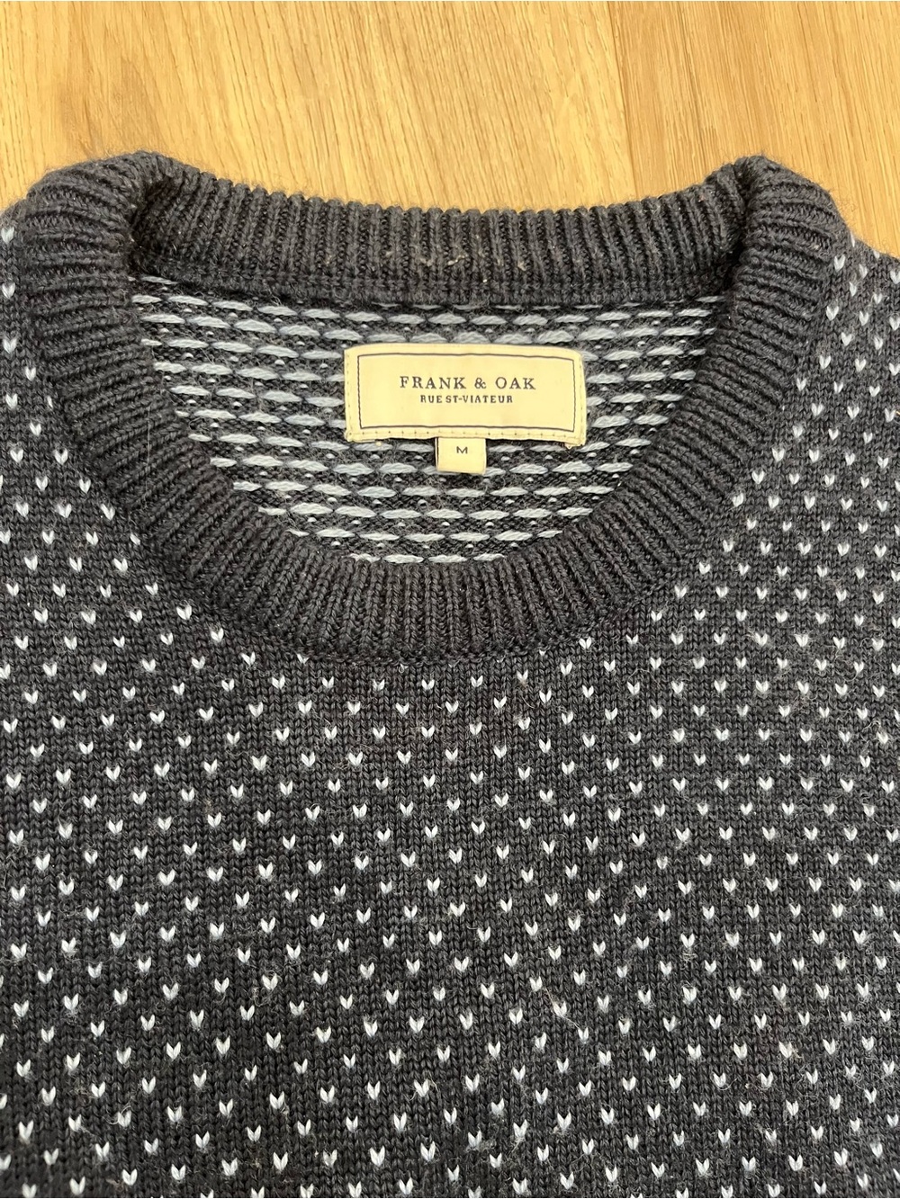 Frank & Oak Charcoal and White Knit Crewneck Sweater - Picture 1 of 3